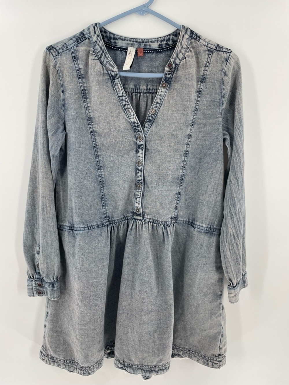 Anthropologie Pilcro Light Denim Lorelei Tunic Long Sleeve Pockets Mini Dress